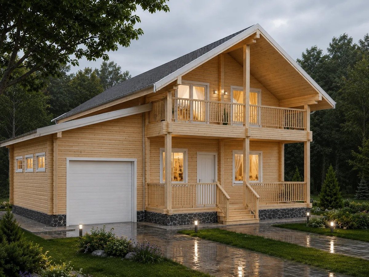Дом из бруса «Хилок-187», 187 м², 2 этажа